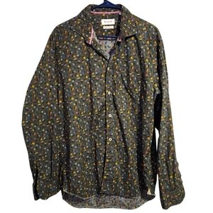 BORGO28 button up shirt in Forest Green Floral Button-Up Shirt L‎
